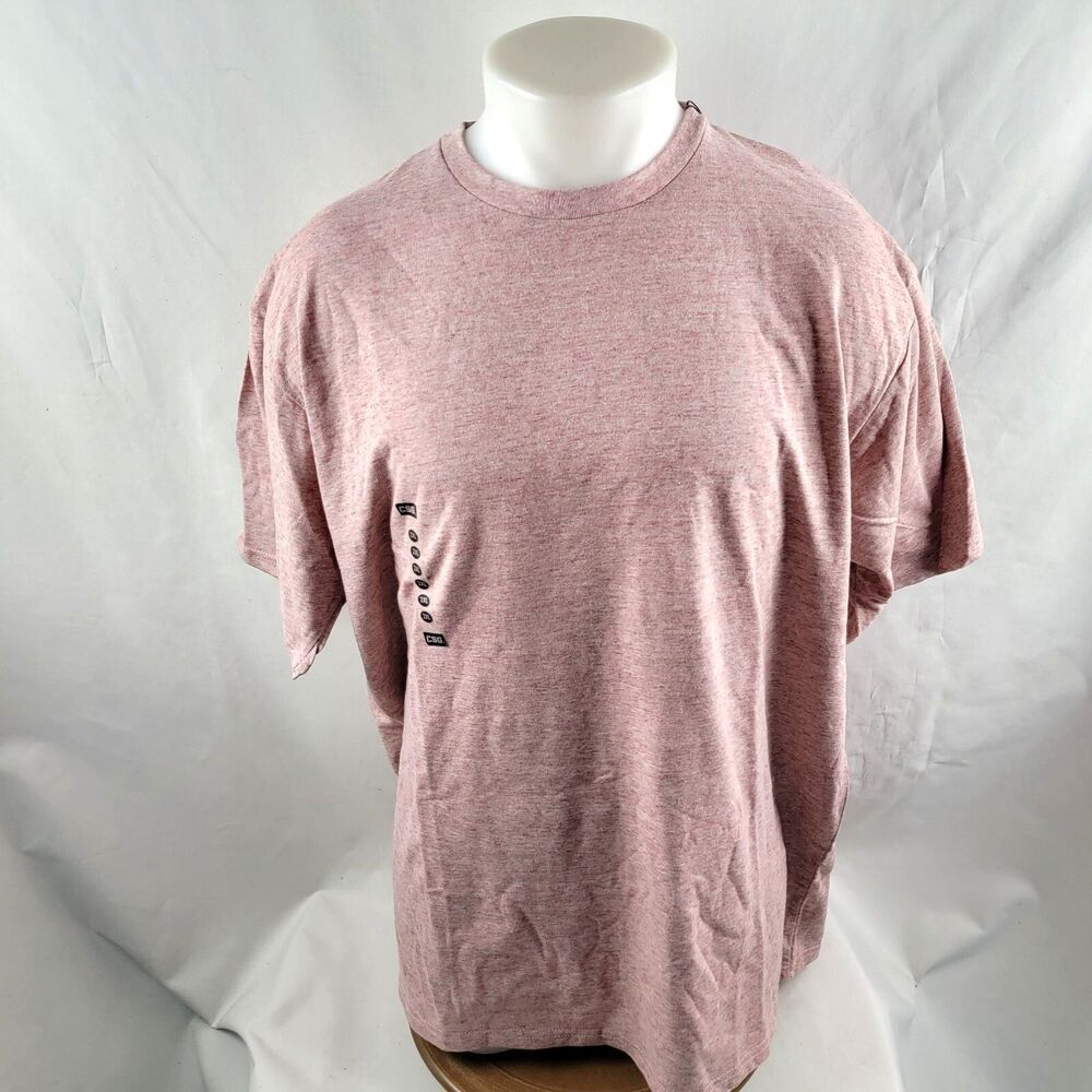 CSG Champs T-Shirt Mens 2XL Pink Short Sleeve Heathered Crew Athleisure Work Out